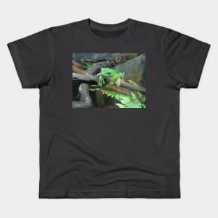 Green frog, photography. Kids T-Shirt